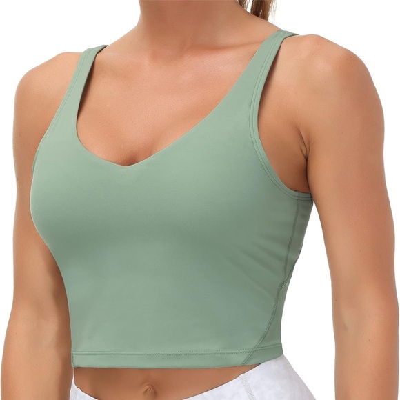 Amazon Other - TGP Longline Wirefree Padded Sports Bra with Medium Support in Jasmine Green